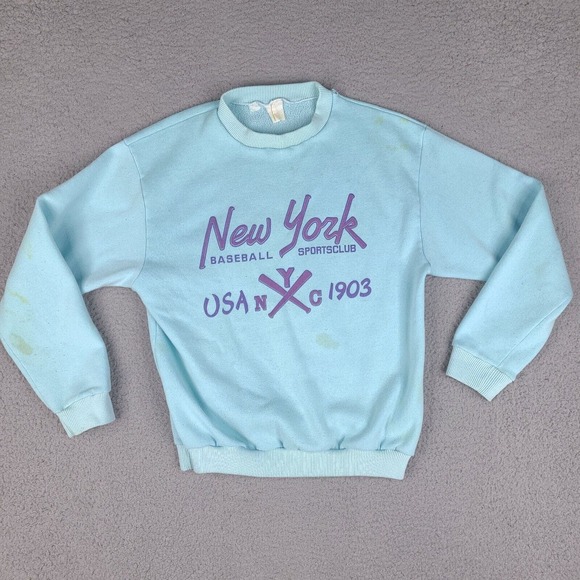Vintage New York Baseball Sportsclub Sweatshirt Womens Small Blue Crewneck 1903 - Picture 1 of 16